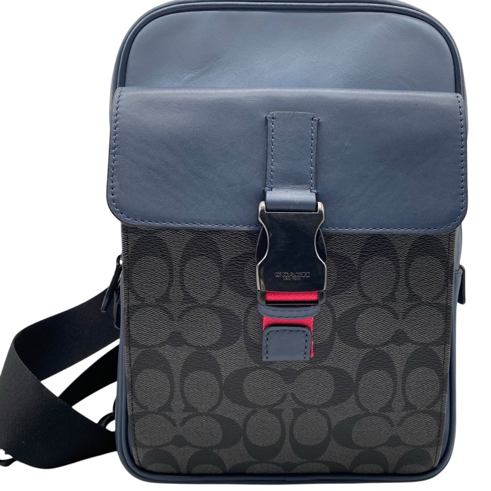 Coach Blue and Black Crossbody Track Pack Bag
